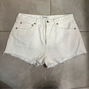 Agolde Parker White Denim Cut Off Shorts Size 30 Waist 100% organic cotton